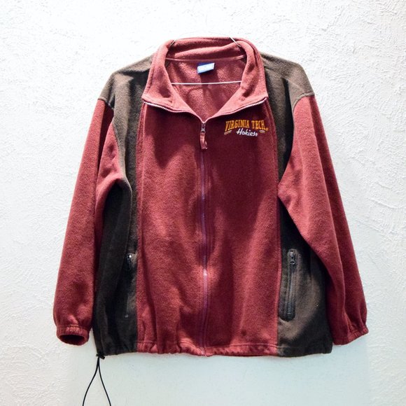 Virginia Tech VT Hokies Maroon Fleece Zip Up Jacket | Size L - Picture 2 of 7